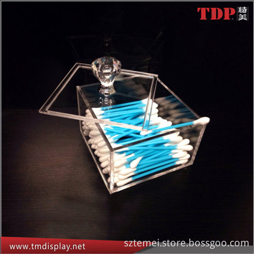 2016 wholesale new design desktop clear acrylic cotton swab box with lid